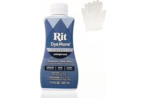 CRAFT COUNTY Rit DyeMore Teinture en fibre liquide synthétique de 200 ml avec gants en plastique pour vêtements, décoration et travaux manuels - Bleu marine minuit (lot de 1)