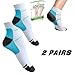 Produktbild Plantarfasziitis Socken & Gratis Ebook, (2 Paar & 1 Paar Kompression Socken Erhältlich) Foot Care Kompression Ärmel für herren und damen, Ultimate Arch Stütze für die Ihre Müden Heels, besser als Nacht Schiene, ideal Geschenk für Läufer, Lehrer und Tänzer, lindert Schwellungen & Fersensporn, erhöht Blutzirkulation und lindert Schmerzen Schnell, Blue White (2 Pairs)