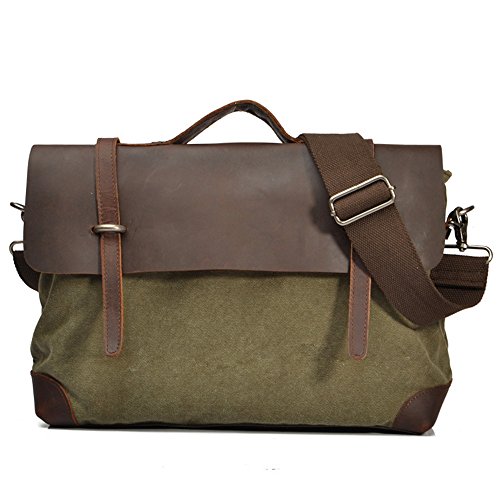 Preisvergleich Produktbild Aktentasche Schultertasche canvas Single Mann Tasche Business Freizeitaktivitäten Portable Messenger Bag Tasche für Macbook Notebook Reisen Urlaub Wochenende wandern Camping, army green