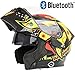 Produktbild JohnnyLuLu Modularer Bluetooth-Smart-Motorradhelm mit Antibeschlag-Doppelspiegel, offenem D.O.T-Vollgesichts-Klapprad-Schutzhelm,D,M