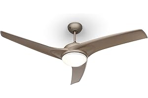 KLARSTEIN Figo - Ventilateur de Plafond, 3 pâles de 52 cm de diamètre, 3 Vitesses, 2 Sens de Rotation, Télécommande fournie, Lampe avec Abat-Jour en Verre - Gris titane
