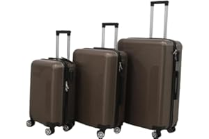 FLEX VALUE Flex 3pc Hard Shell Suitcase Set - Lightweight Suitcase Set - ABS 3 Piece Luggage Set Includes Cabin & Hold Luggage - Premium Quality Trolley - 4 Wheel Suitcase Sets Built in Lock (Full Set, Brown)