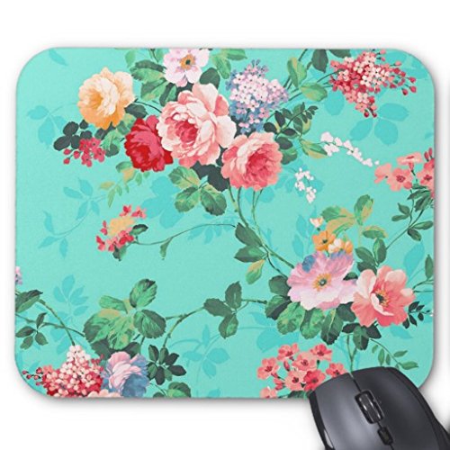 Ouliyou Customized Rectangle Non-Slip Rubber Mousepad Vintage Elegant Pink Red Yellow Roses Pattern Mouse Pad