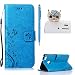 Produktbild Huawei p9 lite Hülle Leder ,SKYXD Drucken Schmetterling Blumen Prägung Motiv PU Folio Ledertasche [ Standfunktion / Magnetverschluss / Kartenfächer] Einfarbig Handyhülle 3 in 1 Handytasche mit Eule Staubstecker + Eingabestift für Huawei p9 lite Schutzhülle - Blau