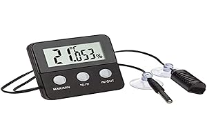 TFA Dostmann thermo-hygromètre numérique Terracheck, 30.5044.01, sonde à câble avec ventouses, idéal pour les terrariums, noir