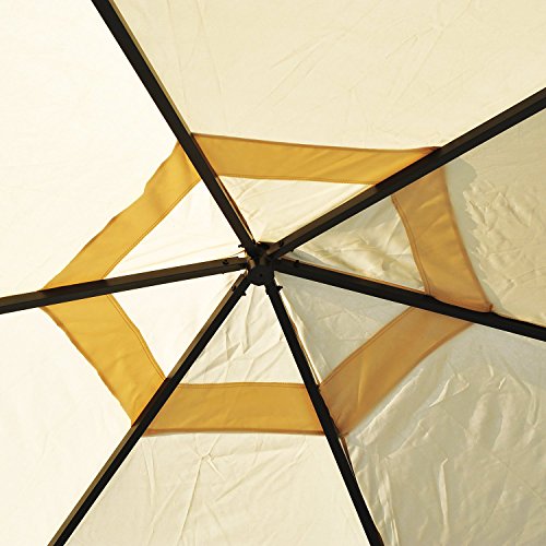 Outsunny® Pavillon Gartenpavillon Gartenzelt Partyzelt Festzelt Zelt 6-eckig, Metall+Polyester, Beige, 350x350x275cm - 7