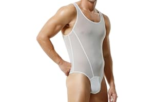 BreakEgg Herren Sexy Cutout Mesh Bodysuit Transparente Tank Tops Crewneck Herren Body Suit One Piece Coveral