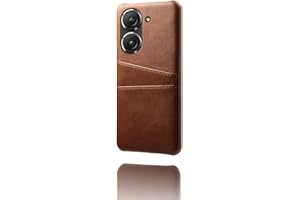 INSOLKIDON Kompatybilne z ASUS Zenfone 9 etui PC twarda tylna obudowa telefonu powłoka ochronna antypoślizgowa portfel biznesowy styl etui ochronne skóra na karty do Zenfone 9 (brązowy)