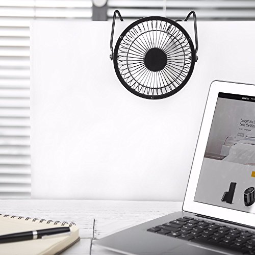 EasyAcc 4 Zoll Mini USB Ventilator desktop Lüfter Neigbar Für Den Schreibtisch Klein, Kompakt Und Kraftvoll, Mit An/Ausschalter – Schwarz - 7