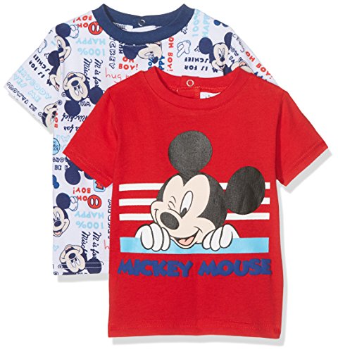Sun City FR Mickey Mouse, T-Shirt Bimbo, Rosso (Rouge 19-1664TC), 6-12 Mesi