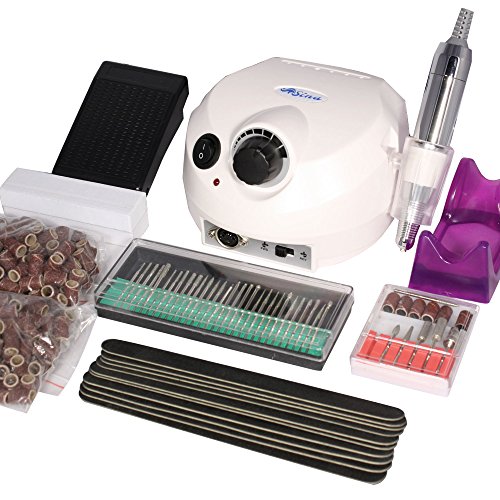 Nagelfräser Set Nagelstudiofür Pediküre und Maniküre elektrische Nagelfeile inkl. Fußpedal + Bit-Set + Schleifhülsen