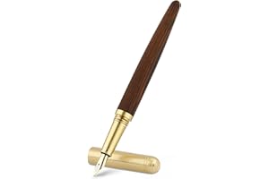 Cobee Penne stilografiche in legno, realizzate a mano, in legno, vintage, di lusso, da 0,5 mm, a punta fine, scrittura fluida, per diari, calligrafia, articoli regalo (marrone)