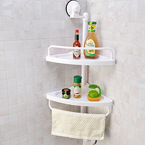 Küche Mit Doppel-Mode zu Hause Starken Saugnapf Doppel Dreieck Wand Badezimmer Regal , Weiß , 2 Layer - 4