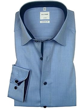 OLYMP Luxor Comfort fit Hemd grau gemustert 0533-64-11 Langarm Patch dunkelblau