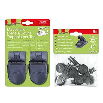 Swissinno 1 003 223 SuperCat 2 Pièges à souris + 6 Appâts de recharge