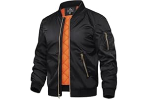 TACVASEN Men's Bomber Jacket Casual Winter Warm Windbreaker Outwear Full Zip Padded Lined Coats