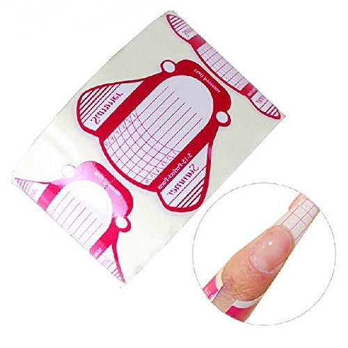 Bluelans® 1 Rolle (100 Stück) selbstklebende Pink Modellier Schablonen extra-breit für die künstliche Fingernagel-Modellage - 3
