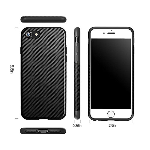 iPhone 7 Case (4.7 inch) Case,L-FADNUT [Carbon Fiber Lines] TPU Silicone Ultra Slim Back Case,Shock Absorbing Bumper Protective Case Cover for Apple iPhone 7 - Black