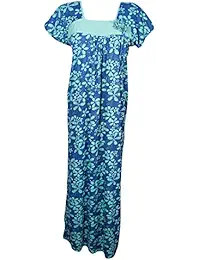 Indiatrendzs Women Nighty Hosiery Cotton Floral Printed Summer Cool Nightgown Housedress