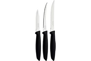 Tramontina Plenus 3 Pieces Knife Set with Stainless Steel Blade and Black Polypropylene Handle