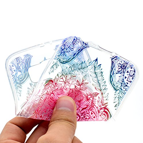 Galaxy S6 Hülle,Handyülle für Samsung Galaxy S6 Silikon Hülle Kratzfeste Scratch-Resistant,Leeook Hülle TPU Case Schutzhülle Silikon Crystal Kirstall Clear Case Durchsichtig Schön Blau Rot Blume Malerei Muster Transparent Weichem Silikon Schutzhülle Handy Gürtel Tasche Schutzhülle Hülle Case Cover Abdeckung Etui TPU Bumper Schale für Samsung Galaxy S6 + 1 x Schwarz Eingabestift-Blue Red Flower - 2
