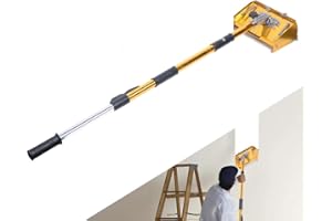 SENDERPICK Kit d’outils de finition pour cloison sèche, boîte plate de 25 cm, truelle, rouleau d'angle, avec poignée réglable de 100 à 150 cm