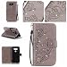 Produktbild Jepson LG G4 / H818 (5,5 Zoll) Hülle, Leadertasche Premium Lederhülle Flip Case im Bookstyle Folio Cover Kartenfächer Magnetverschluss und Standfunktion Leder Schale Etui für Handytasche Schutzhülle Prägung Strass Bling Schmetterling Muster.