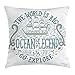 Produktbild kissenbezüge Explore Throw Pillow Vintage Nautical Design with Ocean Legend Sailor Spirit Quote and a Hand Drawn Ship, Decorative Square Accent Pillow Case, 18 X 18 inches, Multicolor