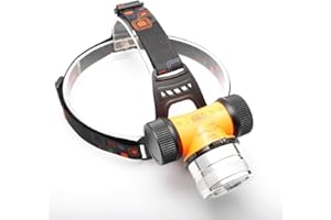 WESLITE Scuba Diving Head Torch, 1800 Lumens Professional Dive Headlamp with LED Waterproof Head Light Underwater Dive Head Torch for Diving Hunting Fishing (White & Yellow Light)