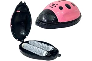 FATIGATI SYNYEY Brosse ramasser miettes en forme de coccinelle – rose et noire – double brosse rotative pour tapis, table, canapé, moquette