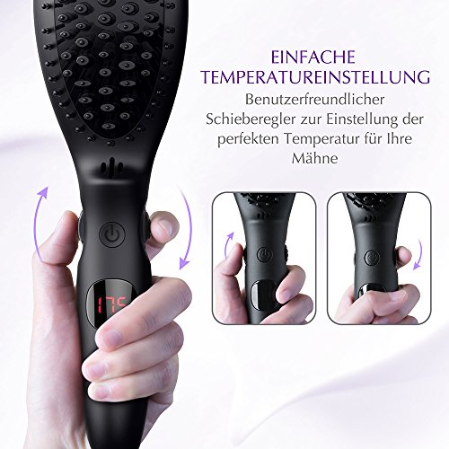 Glättungsbürste Ionen USpicy Haarglättende Bürste elektrische Glättbürste mit Temperatur-Schieberegler und Negativer Ionentechnologie Schnelles Erhitzen, Automatische Verriegelungsfunktion & Automatische Abstellfunktion, Innovatives Borstendesign - 2