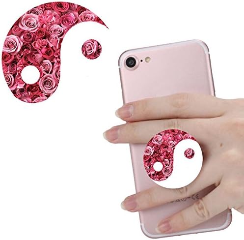 Expanding Stand and Grip for Smart phones and Tablets,pop Multi-function Mounts and Mount cellular phone Holder socket Collapsible White red flower yin-g yang