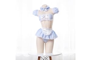 SNOMYRS Strój pokojówki Sexy Anime Cosplay Kawaii Pokojówka Bielizna Kostium Koronkowy Strój Bikini Biustonosz i Mini Spódnica Zestaw
