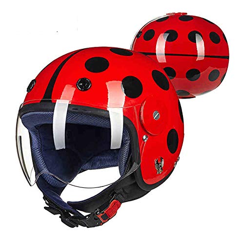 Initial Casque de Moto pour Enfants - Matériau Composite en Fibre de Carbone Graffiti/Kevlar Sept étoiles Coccinelle Certification Dot Anti-Collision Efficace,S