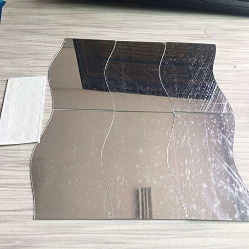 6pcs Silber Wellenmuster Dekor Kunst Abziehbild Spiegel Stil Wandaufkleber Kindzimmer - 5