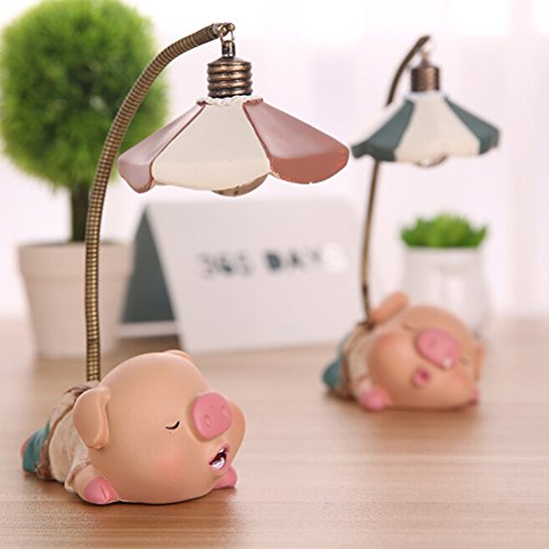 PIXNOR LED Tischlampe Batterie Nachtlichter LED Lieblingsbuch Schreibtischlampe (grinsenden Schwein) - 2