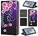 Price comparison product image Coverfix Premium Huawei P8 Lite Model 2017 Protective Case Cover Skin PU Leather Flip Case 297 Blumen Pink Schwarz