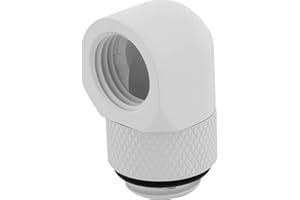 Corsair Hydro X Series 90 Degree Rotary Adapter, Twin Pack (G1/4 BSPP Port Threads, Solid Brass Durability, Secure Rotation Mechanism, Quality Polished Finish, Optimised for High Flow Rates) White