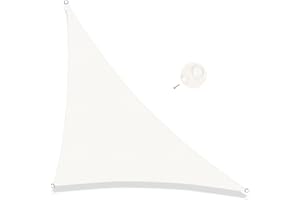 SUNNY GUARD Toldo Vela de Sombra Impermeable 4x4x5.65m Triangular a Prueba de Viento protección UV para Patio,Jardín, Exteriores, Terraza, Color Crema