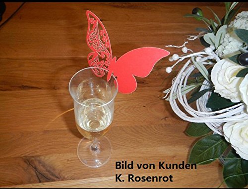 ElecMotive 50 Stück Schmetterling Tischkarten Namenskarten Glasanhänger Wandsticker für Tischdeko Hochzeit Party Haus Deco (Grün) - 2