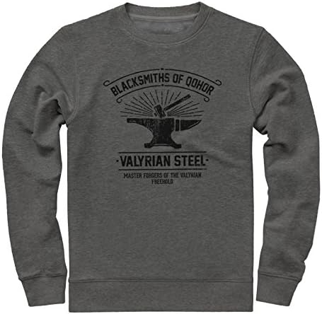 Jolly Good Blacksmiths Of Qohor - Valyrian Steel - Inspired by Game Of Thrones Sweatshirt (M, Dark Heather Grey)