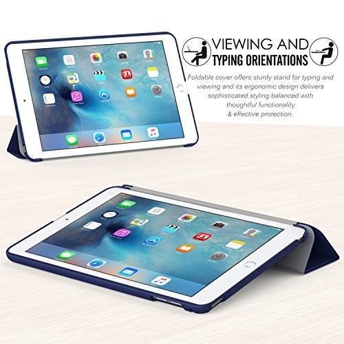 MoKo Hülle für iPad Mini 4 – Ultra Slim Lightweight Schutzhülle Smart Cover mit Auto Schlaf / Wach Funktion und Standfunktion für Apple iPad Mini 4 7.9″ IOS 2015 Genaration Tablet, Marineblau - 4