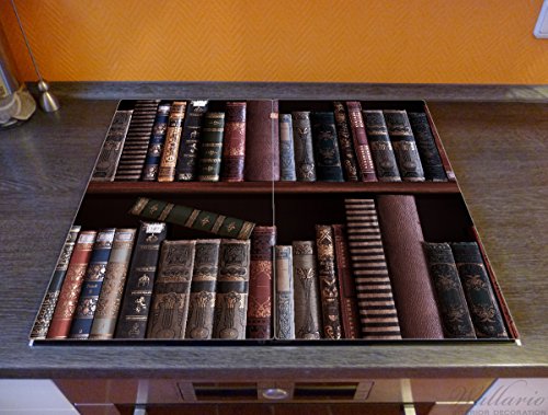 Wallario Herdabdeckplatte / Spritzschutz aus Glas, 2-teilig, 60x52cm, für Ceran- und Induktionsherde, Bücherregal mit alten Büchern - 2