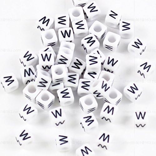 100 pcs white acrylic cube alphabet single letter beads A-Z (W)