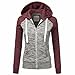 Produktbild OVERDOSE Damen Herbst Casual Langarm Dünne Zipper Kontrast Hoodies Jacke Mantel (S, A-Red)