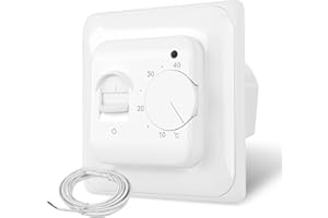 CNBINGO Pokrętło cyfrowy termostat pokojowy podtynkowy z czujnikiem, termostat pokojowy do wszystkich rodzajów ogrzewania, w tym wody z ogrzewaniem podłogowym i bojlerem, biały