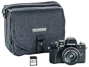 Olympus OM-D E-M10 Mark III camera kit with 14-42mm EZ lens (black), Camera Bag & Memory Card, Wi-Fi enabled, 4K video