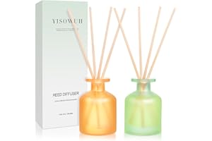YISOWUH Difusor de Varillas - Jasmine Lily&Citrus 3.38oz (100ml) Juego de 2 difusores de Varillas de Aceite Esencial con 8 Varillas, Fragancia Duradera para Hogar, baño, Dormitorio