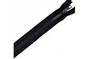 Plush Addict Heavy Duty Chunky Plastic Open-Ended Zip Fasteners for Sewing, Crafts, Clothing and Accessories - Black - 30" (76cm)