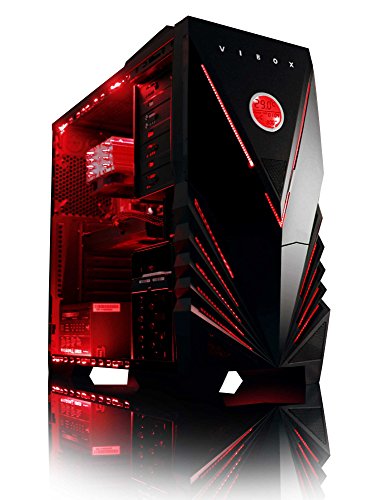 VIBOX Pegasus Komplett-PC Paket 50 Gaming PC – 4,2GHz Intel i7 Quad Core CPU, GTX 1080, leistungsfähig, Desktop Gamer Computer mit Spielgutschein, 22″ HD Monitor, Gamer Tastatur & Mouse, Windows 10, Rot Innenbeleuchtung, lebenslange Garantie* (3,6GHz (4,2GHz Turbo) Superschneller Intel i7 7700 Kabylake Quad 4-Core Prozessor CPU, Nvidia GeForce GTX 1080 8GB Grafikkarte, 16GB Team 2133MHz DDR4 RAM, 3TB Festplatte, Raijintek CPU Kühler, 600W 85+ Netzteil, Vibox rotes Gehäuse, B250 Mainboard) - 3